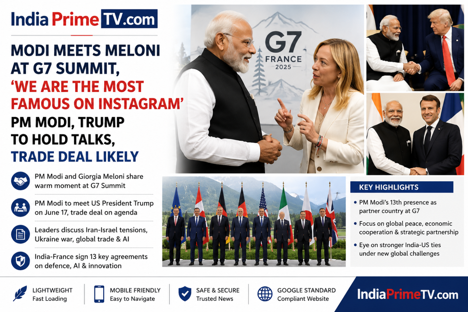 मोदी मेलोनी मुलाकात, G7 Summit 2026, Modi Trump Meeting,