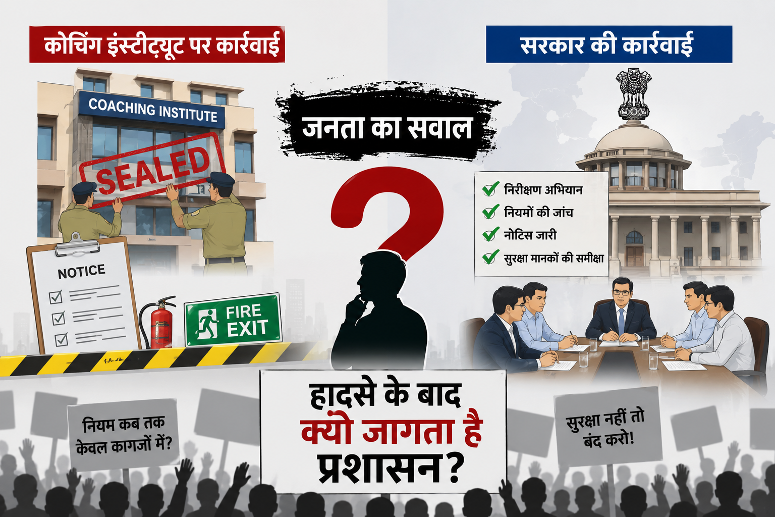 कोचिंग संस्थानों पर कार्रवाई
