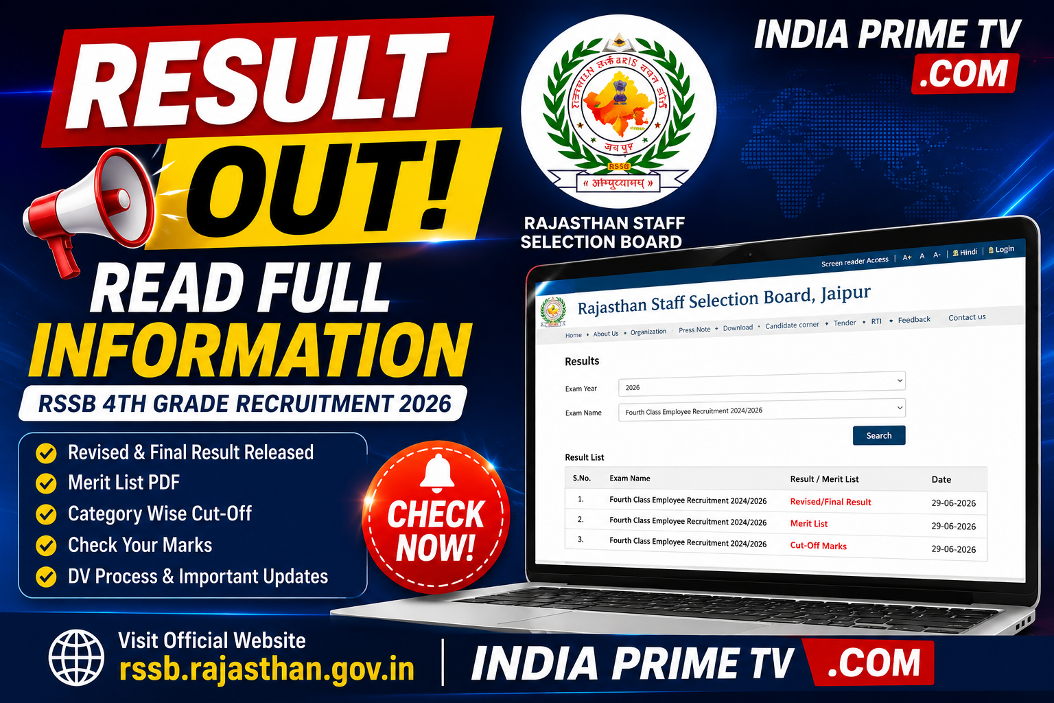 RSSB 4th grade recruitment result update
