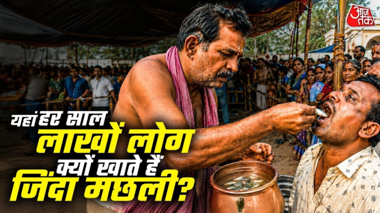 जिंदा मछली निगलने के लिए उमड़ती है भीड़, हैदराबाद की परंपरा फिर चर्चा में – AajTak