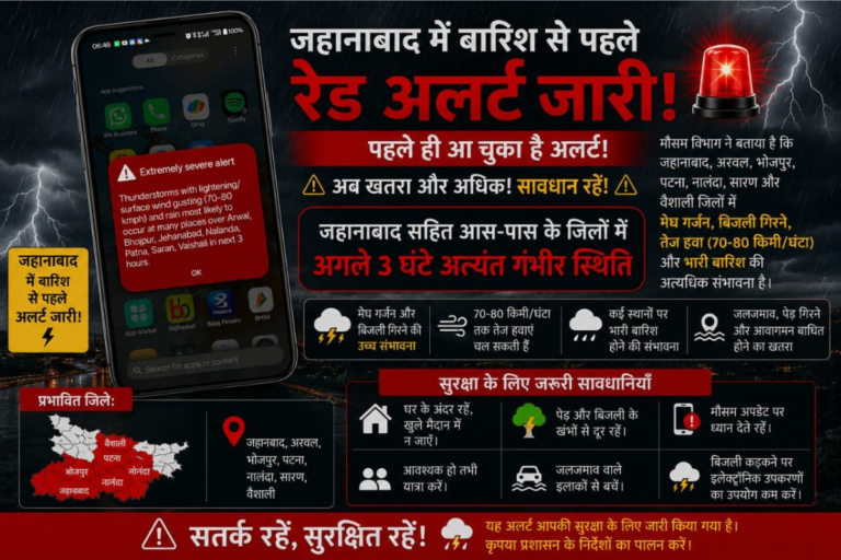 जहानाबाद में मोबाइल पर आया मौसम विभाग का अलर्ट, सुबह में ही हो गया रात जैसा अंधेरा – Prabhat Khabar