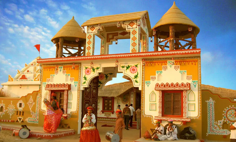 Chokhi Dhani Jaipur traditional dinner and dance experience"